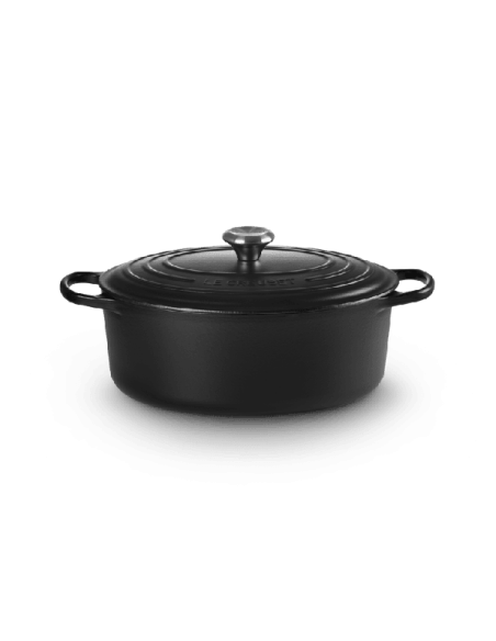 Cocotte Ovale En Fonte Émaillée Avec Intérieur Noir 31cm Noir