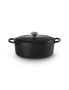 Cocotte Ovale En Fonte Émaillée Avec Intérieur Noir 31cm Noir
