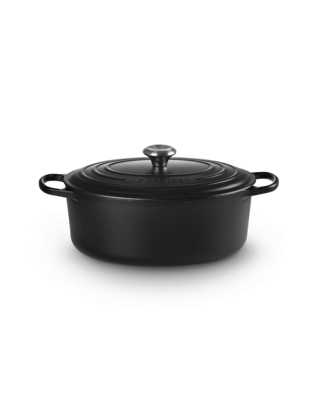 Cocotte Ovale En Fonte Émaillée Avec Intérieur Noir 31cm Noir