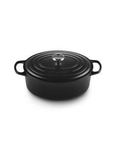 Cocotte Ovale En Fonte Émaillée Avec Intérieur Noir 31cm Noir 2