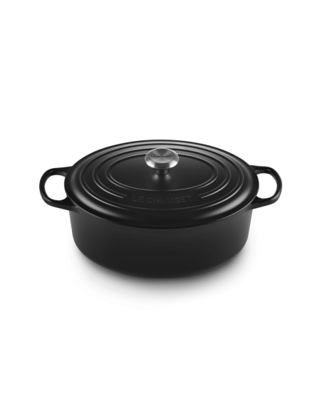 Cocotte Ovale En Fonte Émaillée Avec Intérieur Noir 31cm Noir