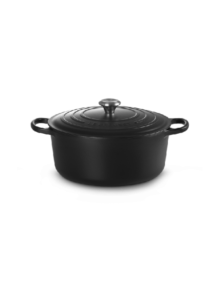 Cocotte Ronde Basse En Fonte Emaillée Avec Intérieur Noir 32cm Noir