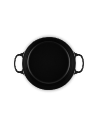 Cocotte Ronde Basse En Fonte Emaillée Avec Intérieur Noir 32cm Noir