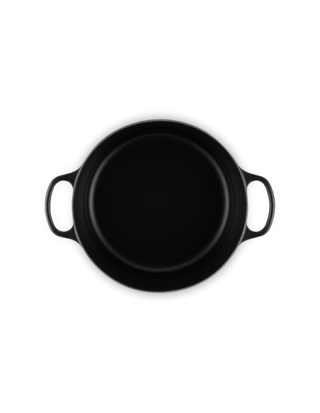 Cocotte Ronde Basse En Fonte Emaillée Avec Intérieur Noir 32cm Noir