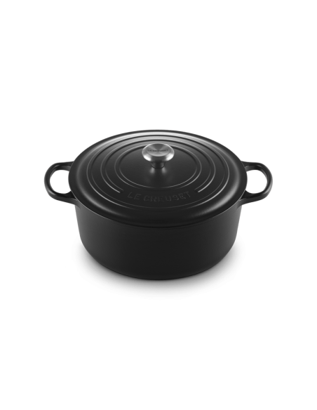 Cocotte Ronde Basse En Fonte Emaillée Avec Intérieur Noir 32cm Noir