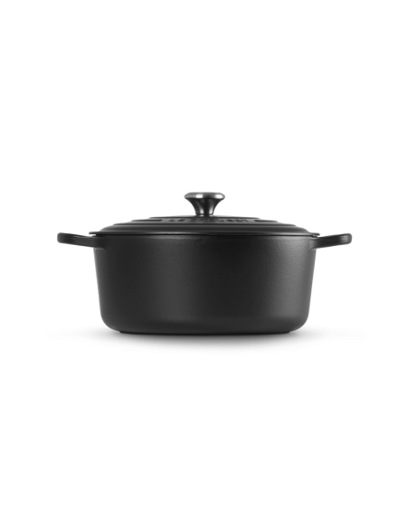 Cocotte Ronde Basse En Fonte Emaillée Avec Intérieur Noir 32cm Noir