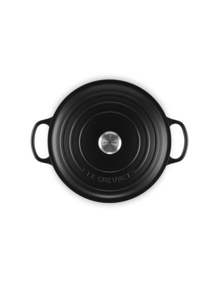 Cocotte Ronde Basse En Fonte Emaillée Avec Intérieur Noir 32cm Noir