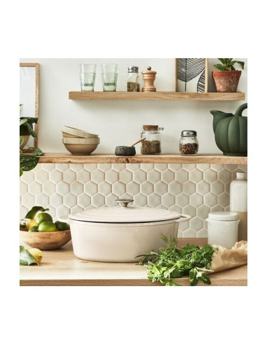 Faitout 34x26cm Fonte Lov Beige