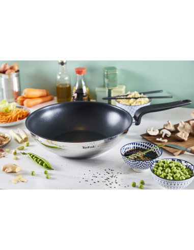 Wok Inox 28cm Primary Avec Revêtement