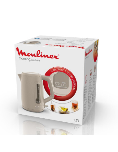 Bouilloire électrique Moulinex Morning BY2M0B10 – 1,7 L Gris Chaud