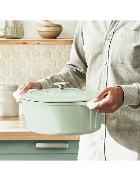 Faitout Ovale 34X26cm Fonte Lov - Vert
