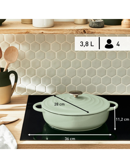 Faitout Peu Profond Fonte LOV Vert (28CM)