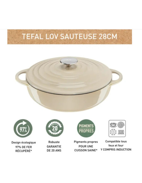 Faitout Cast Iron Lov Peu Profond 28cm