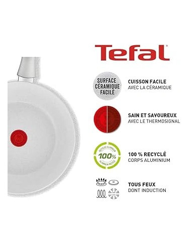 Natural Chef POELE Ceramique Blanc - 24CM