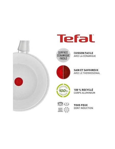 Natural Chef POELE Ceramique Blanc - 24CM