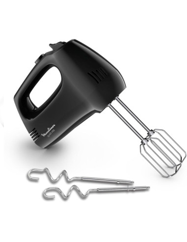 Batteur Electrique 300W – Noir – 5 vitesses + Turbo – Fouets et pétrins en inox