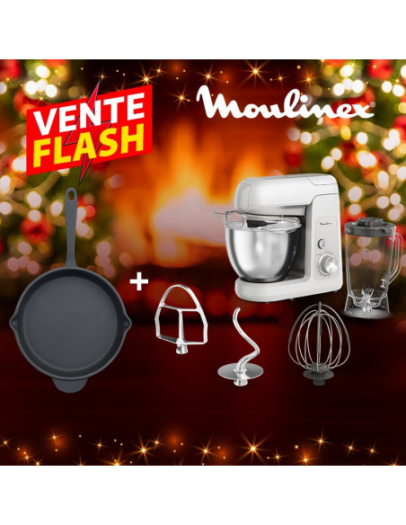 Robot Pétrin Master Chef Bake Partner Gris - (1100W) + Poêle en fonte 26cm Gratuit