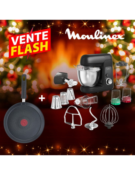 Robot Pétrin MasterChef Bake Partner Noir - (1100W) + Crepier Daily Chef 25cm Gratuit