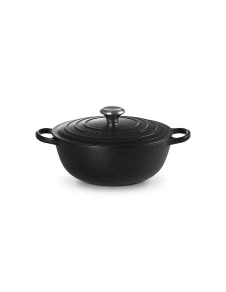 Marmite  En Fonte Emaillée 26cm Noir Satin Marmite  En Fonte Emaillée 26cm Noir Satin