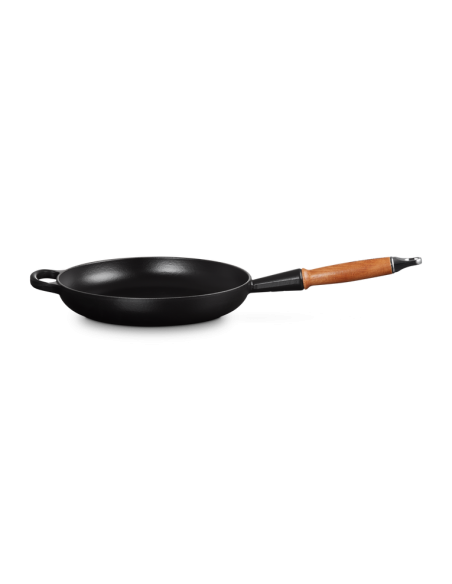 Poêle Signature En Fonte Emaillée Avec Manche En Bois 26cm Noir Satin Poêle Signature En Fonte Emaillée Avec Manche En Bois 26cm Noir Satin