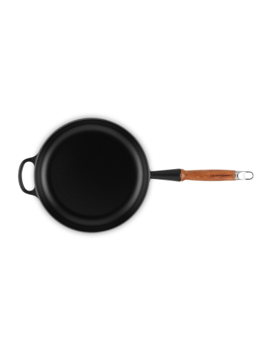 Poêle Signature En Fonte Emaillée Avec Manche En Bois 26cm Noir Satin