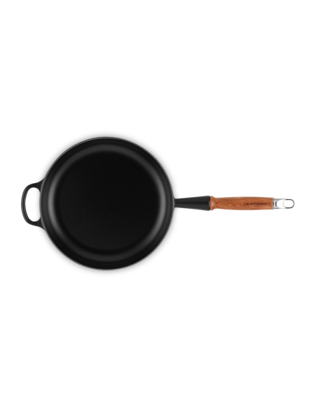 Poêle Signature En Fonte Emaillée Avec Manche En Bois 26cm Noir Satin Poêle Signature En Fonte Emaillée Avec Manche En Bois 26cm Noir Satin