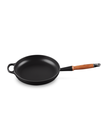 Poêle Signature En Fonte Emaillée Avec Manche En Bois 26cm Noir Satin