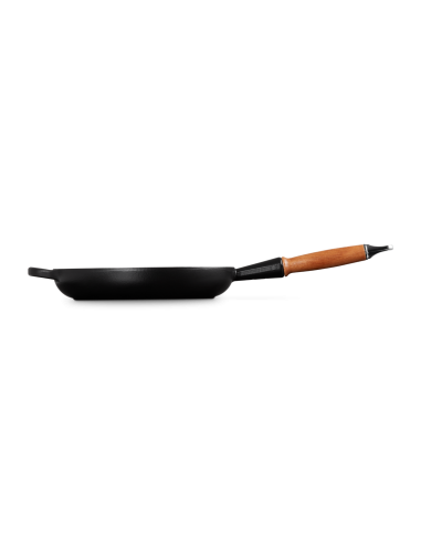 Poêle Signature En Fonte Emaillée Avec Manche En Bois 26cm Noir Satin