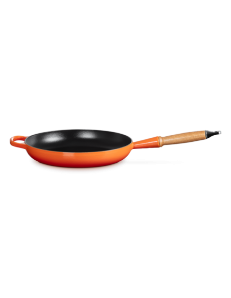 Poêle Signature En Fonte Emaillée Avec Manche En Bois 28cm Volcanique Poêle Signature En Fonte Emaillée Avec Manche En Bois 28cm Volcanique