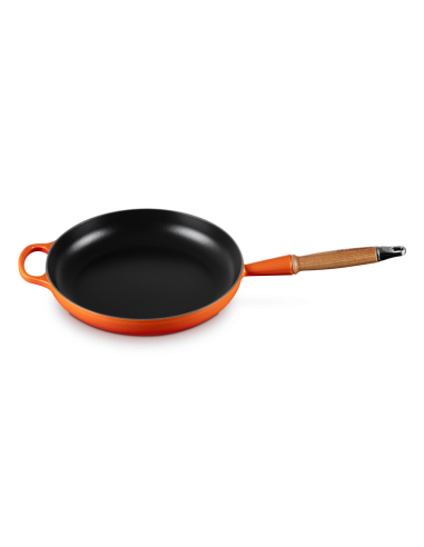 Poêle Signature En Fonte Emaillée Avec Manche En Bois 28cm Volcanique