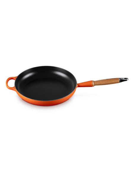 Poêle Signature En Fonte Emaillée Avec Manche En Bois 28cm Volcanique Poêle Signature En Fonte Emaillée Avec Manche En Bois 28cm Volcanique