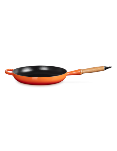 Poêle Signature En Fonte Emaillée Avec Manche En Bois 28cm Volcanique