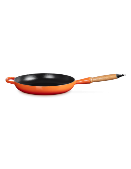 Poêle Signature En Fonte Emaillée Avec Manche En Bois 28cm Volcanique Poêle Signature En Fonte Emaillée Avec Manche En Bois 28cm Volcanique