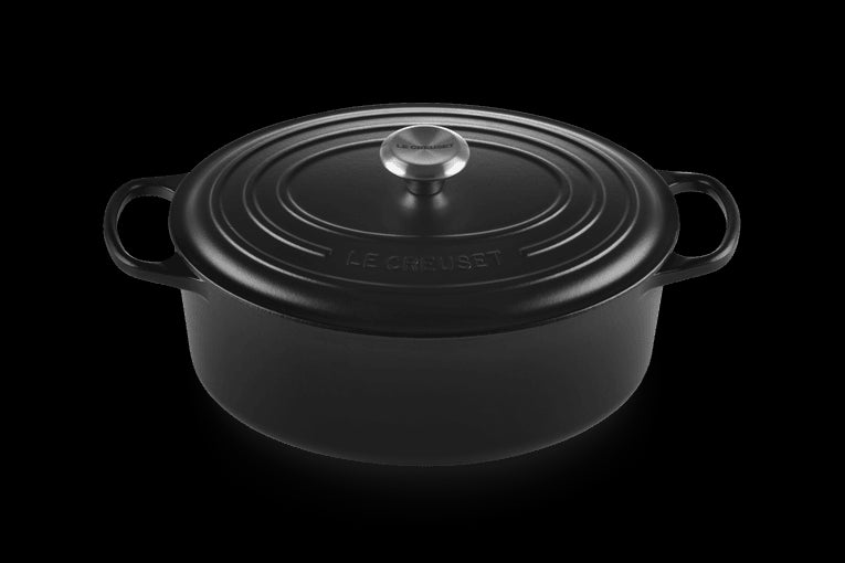 Cocotte Ovale En Fonte Émaillée Avec Intérieur Noir 31cm Noir