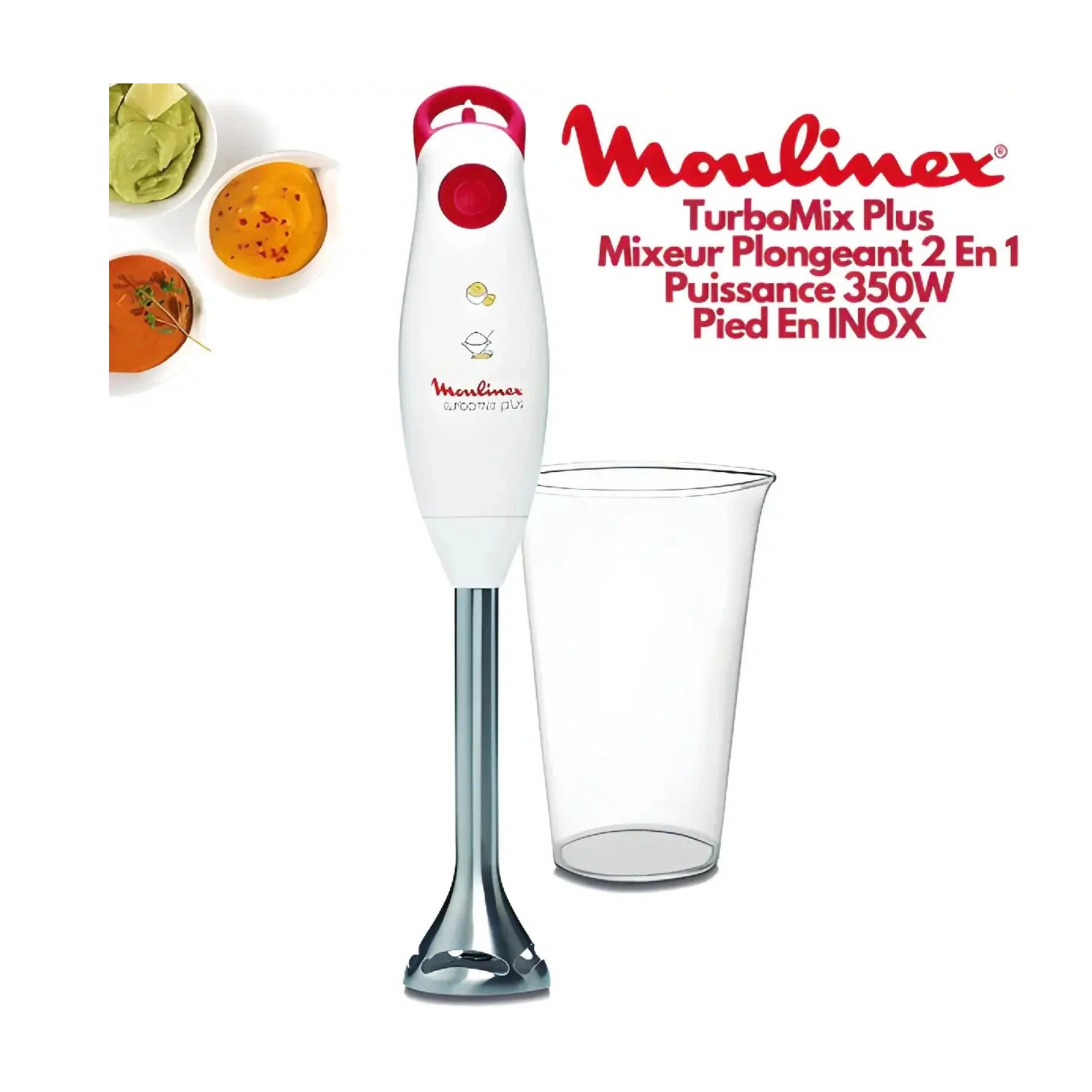 Mixeur Plongeant Turbomix 350W Blanc - Inox