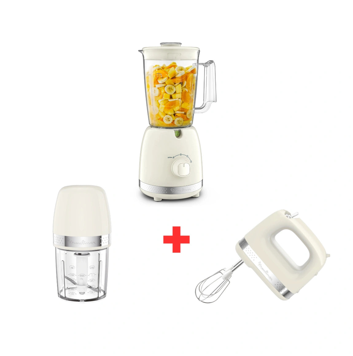 Pack Blender Soleil Ivoire 500W + Batteur Soleil Ivoire 200W + Mini hachoir Moulinex 350W