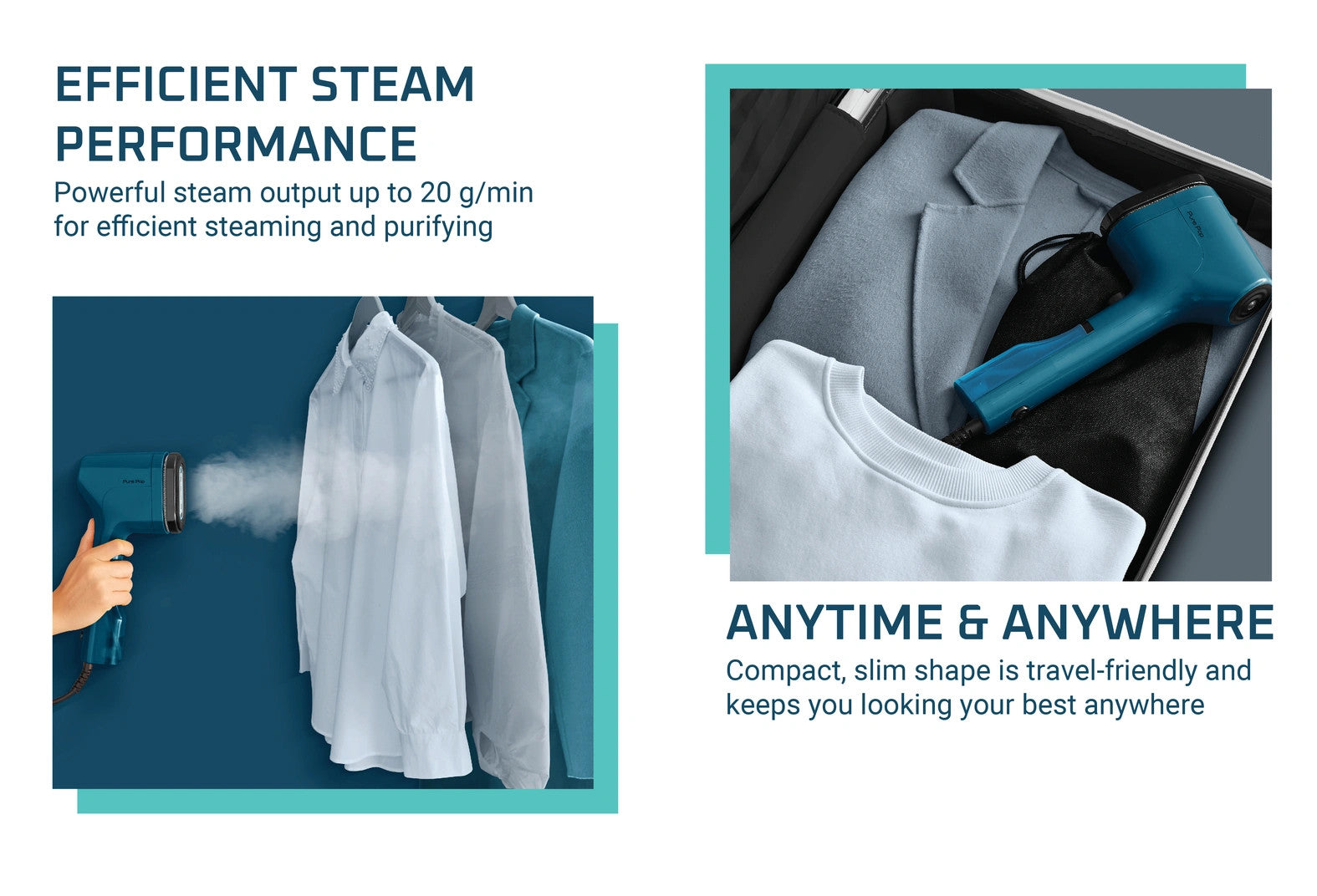 Défroisseur Vapeur à Main Rowenta Pure Pop Slim Bleu - 1300W