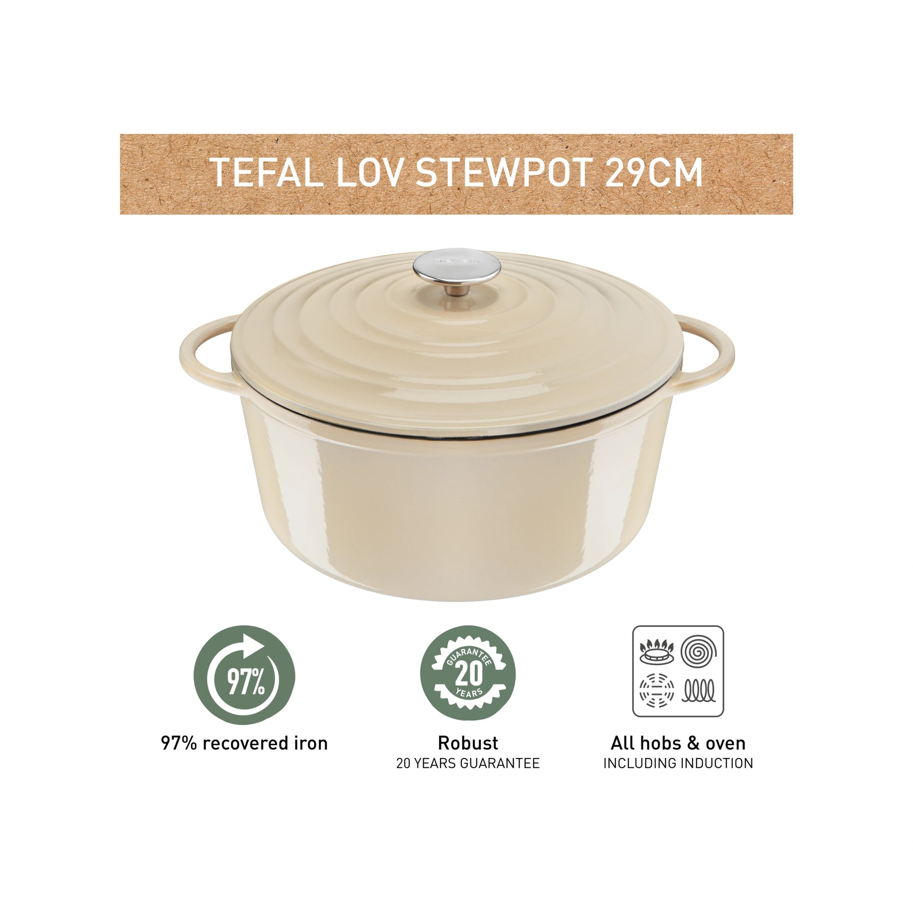 Faitout  Fonte Lov 29cm Beige