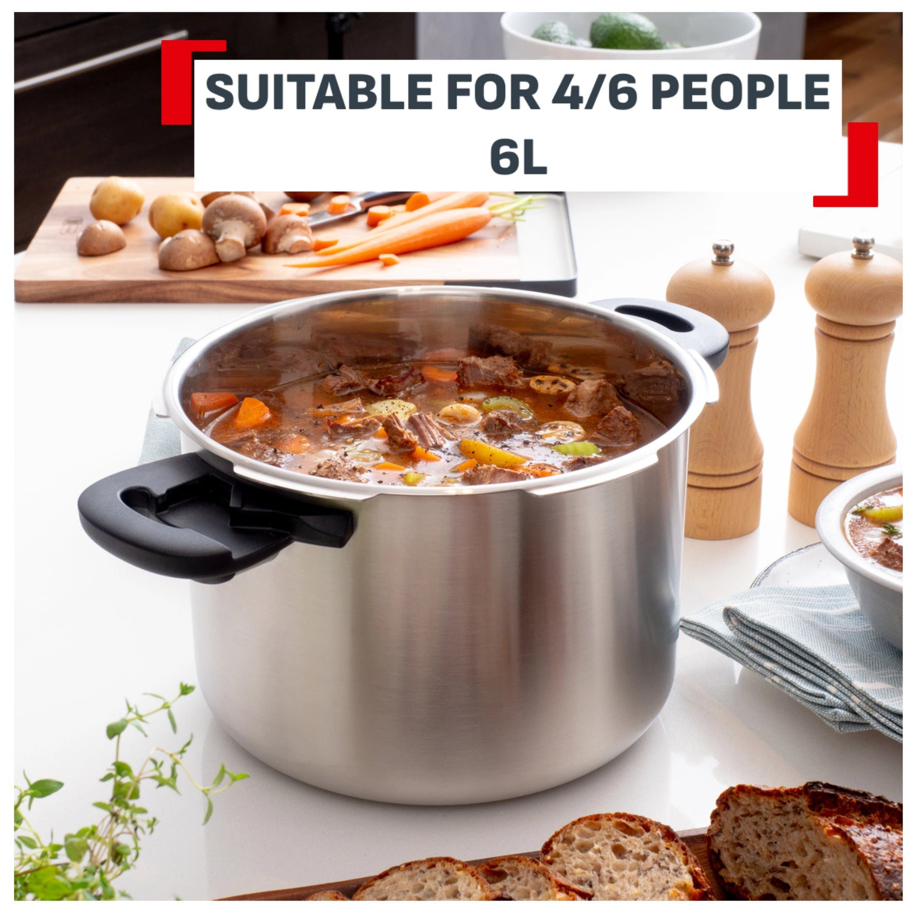 Cocotte Tefal Secure Compact - 6L Inox