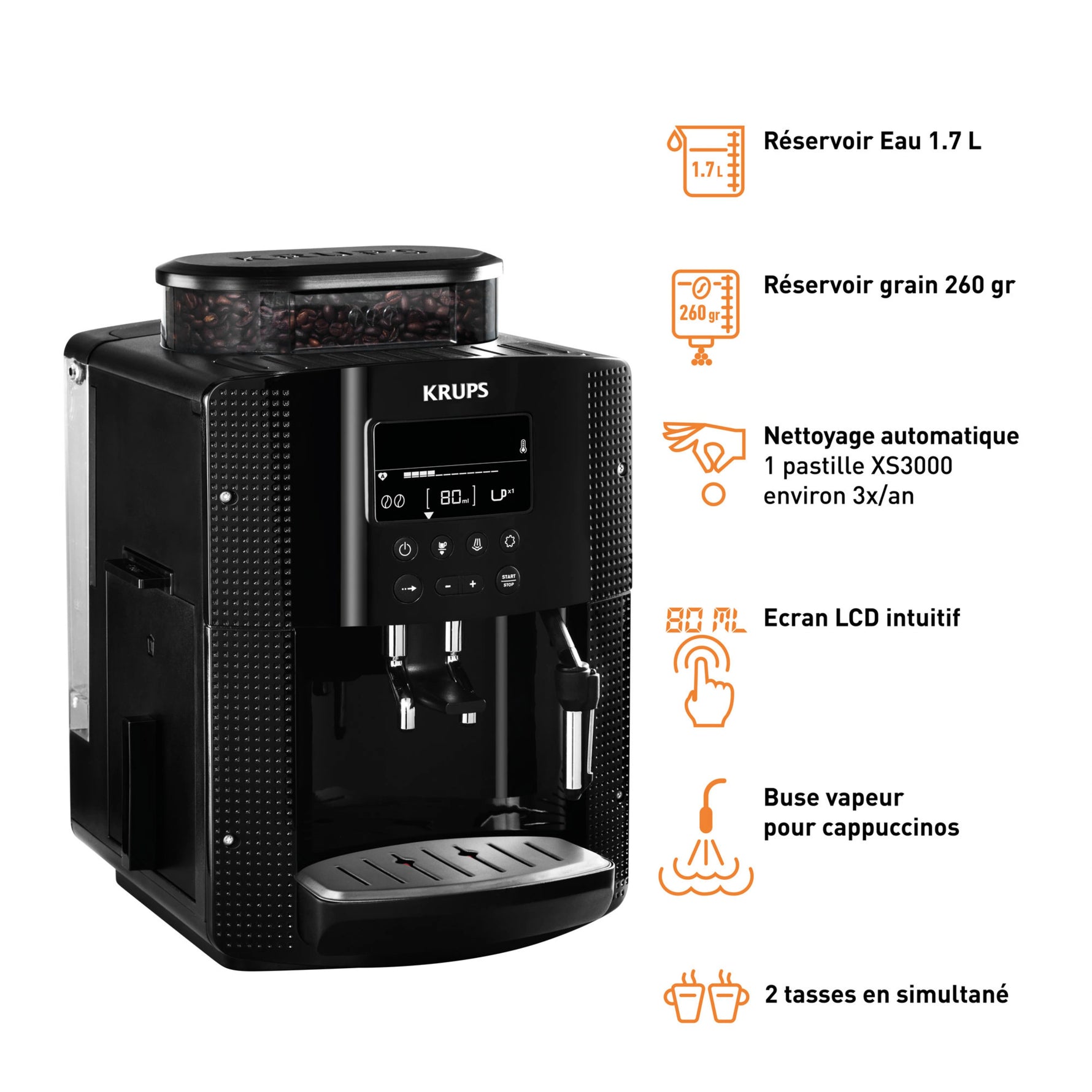 Machine à Café Essential avec Broyeur à Grain + Ecran