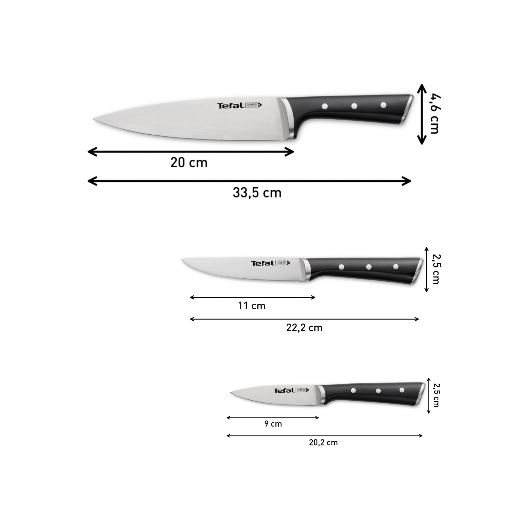 Couteau Ice Force Set de 3 (9, 12, 15cm)
