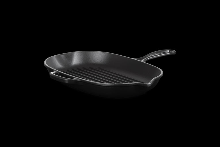 Skillet Gril Ovale En Fonte Emaillée 32cm Noir