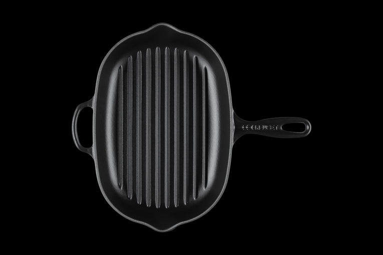 Skillet Gril Ovale En Fonte Emaillée 32cm Noir