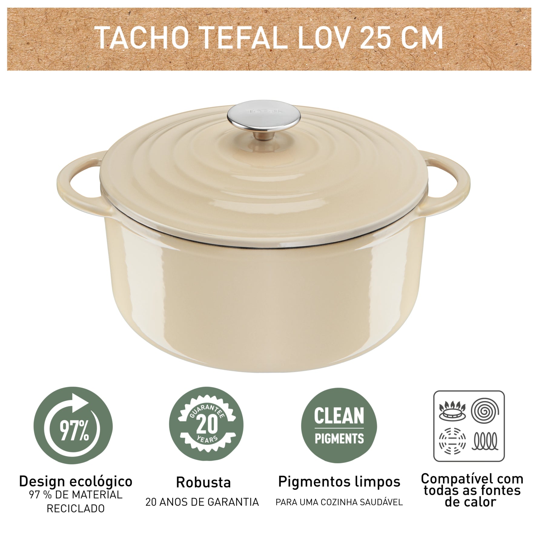 Faitout en Fonte Lov 25cm Beige