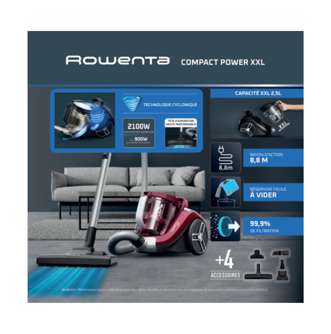Aspirateur Sans Sac ROWENTA Compact Power XXL 900W