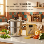 Pack Couscoussier Inox 24cm Primary + Couscous nature 500g Gratuit